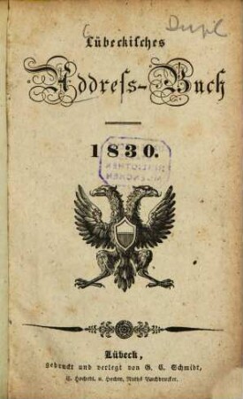 Lübeckisches Adressbuch. 1830, 1830