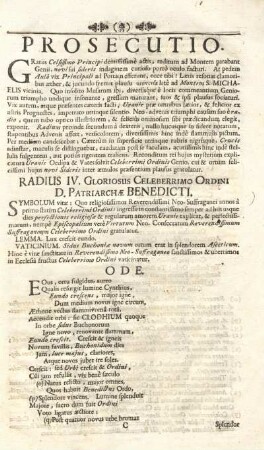 Radius IV. Gloriosus Celeberrimo Ordini D. Patriarchae Benedicti.