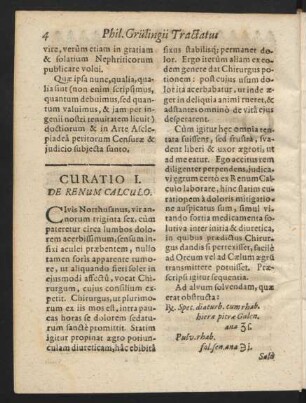 Curatio I. De Renum Calculo.