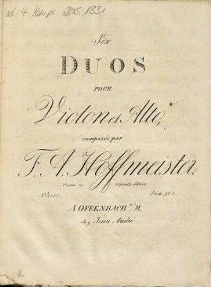 Six duos pour violon et alto : oeuvre 19