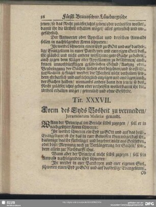 Tit. XXXVII. Form des Eyds Bosheit zu vermeiden, Juramentum Malitiae genandt
