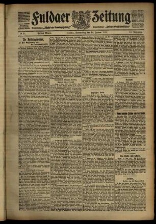 Erste Ausgabe vom Donnerstag, den 18. Januar 1912.