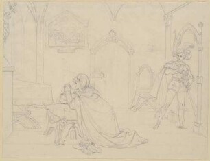 Zu Shakespeares "Hamlet", Blatt 8, 3. Akt, 3. Szene: Hamlet trifft auf den betenden König (andere Fassung)