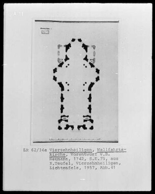 Vierzehnheiligen (Staffelstein), Pfarr- und Wallfahrtskirche Mariä Himmelfahrt, Grundriß, Vorentwurf, S. E. 75