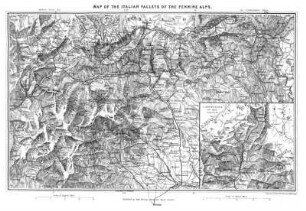 MAP OF ITALIAN VALLEYS OF THE PENNINE ALPS