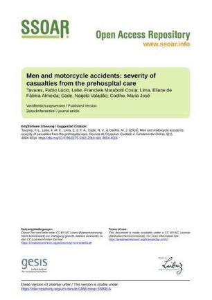Men and motorcycle accidents: severity of casualties from the prehospital care