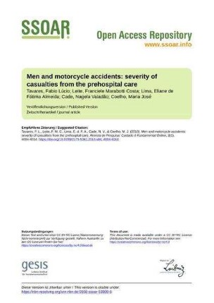 Men and motorcycle accidents: severity of casualties from the prehospital care