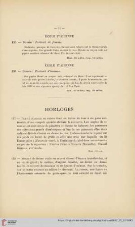 Horloges (Nr. 137 - 147)