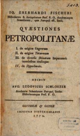 Quaestiones Petropolitanae