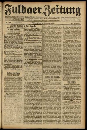 Erste Ausgabe vom Mittwoch, den 08. November 1916.