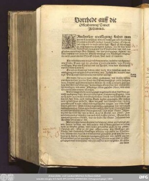 Vorrhede auff die Offenbarung Sanct Johannis.