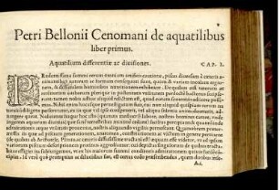 Aquatilium differentiae ac divisiones. Cap. I.
