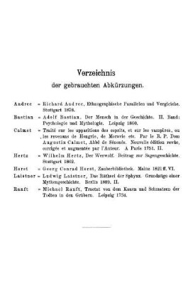 Verzeichnis der gebrauchten Abkürzungen.