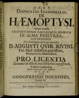 Disputatio Inauguralis, De Haemoptysi