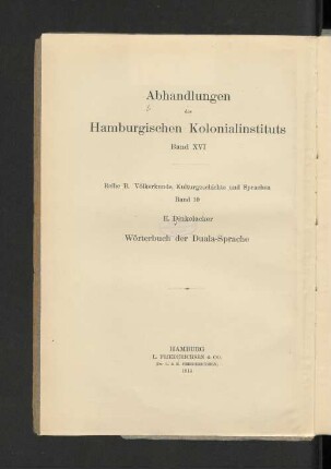 Wörterbuch der Duala-Sprache