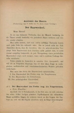 I. Der Haarwechsel des Foetus resp. des Neugeborenen