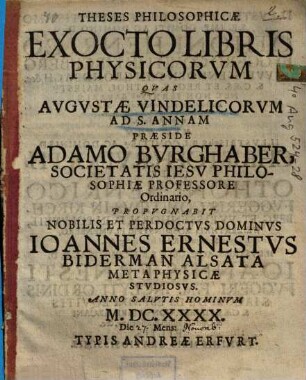 Theses Philosophicae Ex Octo Libris Physicorvm