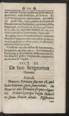 Sect. III. De fato Scriptorum Homeri.