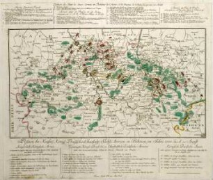 WHK 30 Bayerischer Sukzessionskrieg: Plan der Stellungen der kaiserlichen, der preußischen und kursächsischen Armeen in Böhmen bis zum 10. August 1778