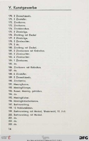 V. Kunstgewerbe (Nr. 170-309)
