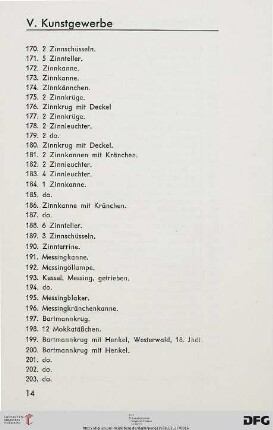 V. Kunstgewerbe (Nr. 170-309)