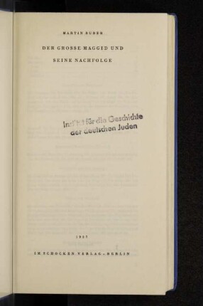 Der grosse Maggid und seine Nachfolge