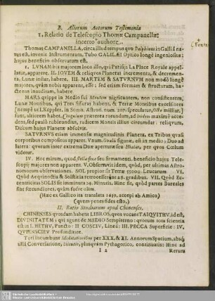 B. Aliorum Autorum Testimonia