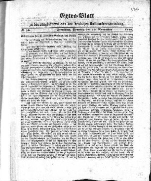 Extra=Blatt zu den Flugblättern aus der deutschen Nationalversammlung. N[umer]o 10. (Sammlung Friedlaender)