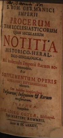 S. Romani germani imperii procerum ... notitia