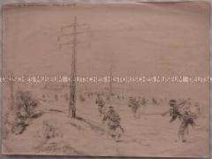 Vorrückende Infanterie vor den Toren Warschaus