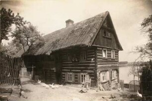 Hohlen (heute Holany / Tschechien). Bauernhaus (Blockhaus mit Umgebinde)