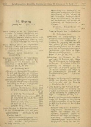 36. Sitzung, Freitag den 27. Juni 1919