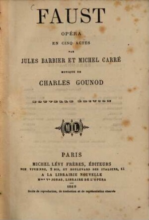 Faust : opéra en cinq actes