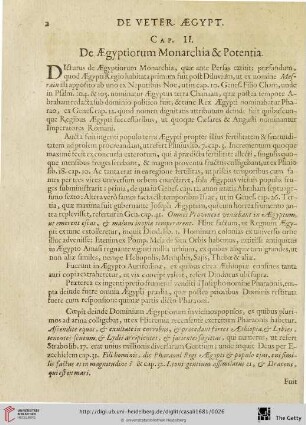Cap. II: De Aegyptiorum Monarchia & Potentia.