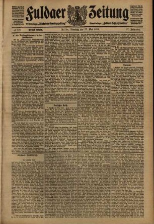 Erste Ausgabe vom Dienstag, den 17. Mai 1910.