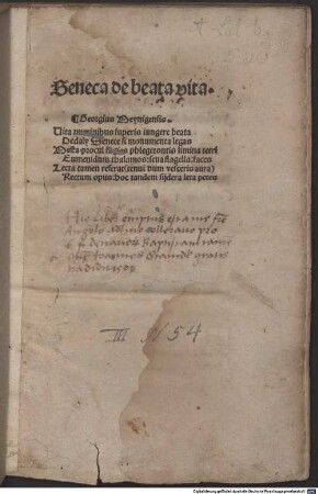 De vita beata : mit Gedicht von Georgius Dottanius