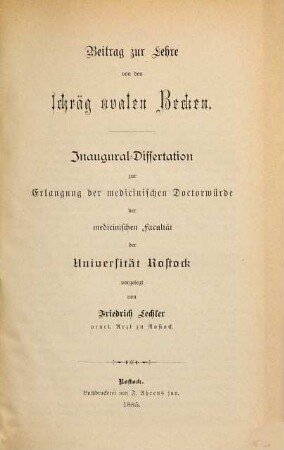 Beitrag zur Lehre von den schräg ovalen Becken : Inaug.-Diss.