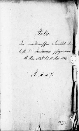 Protokolle und Zeugnisse über das Tentamen physicum