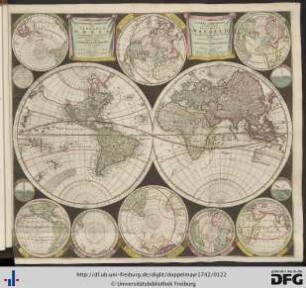 [Eingefügt] Planisphaerium Terrestre, Sive Terrarum Orbis Planisphaericè Constructi Repraesentatio Quintuplex.