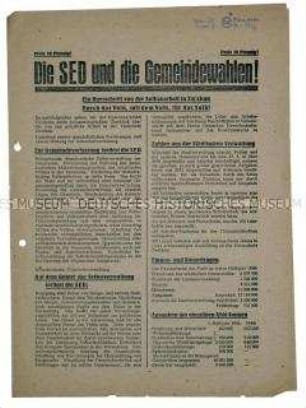 Propagandaschrift der SED Zwickau zu den Gemeindewahlen 1946