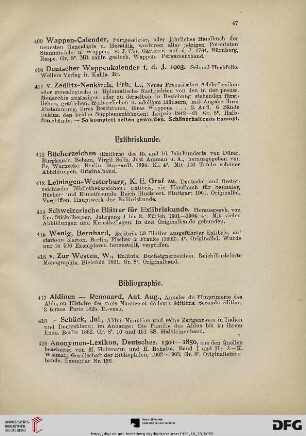 Exlibriskunde, Bibliographie (Nr. 412-435)