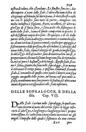 Delle Sopralogge, E Della sala. Cap. VII.
