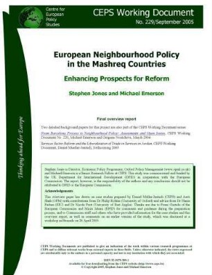 European neighbourhood policy in the Mashreq countries : enhancing prospects for reform