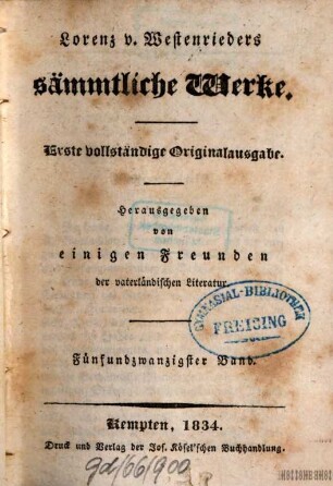 Lorenz v. Westenrieder's sämmtliche Werke, 25