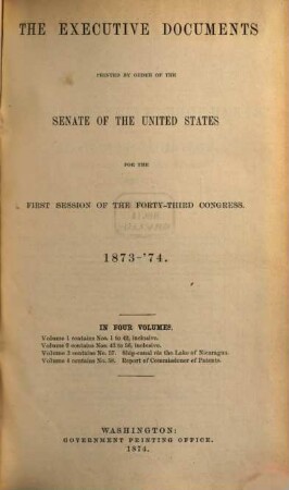Senate documents. [268,b.] 1873/74, Vol. 1 = Congress 43, Sess. 1