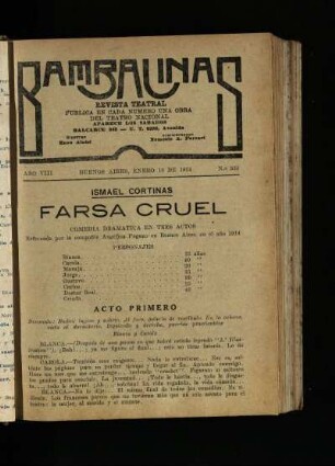 Farsa cruel : comedia dramática en tres actos