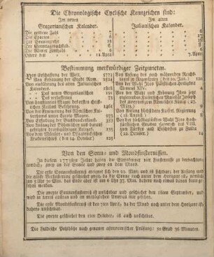 Die chronologische cyclische Kennzeichen sind: ...