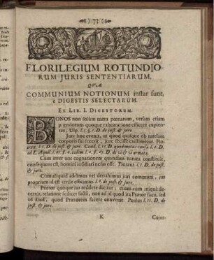 Florilegium Rotundiorum Juris Sententiarum.
