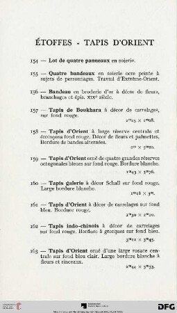 Étoffes - Tapis d'orient (Nr. 154-172)