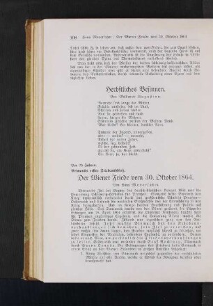 Vor 75 Jahren. Bismarcks erster Friedensschluß. Der Wiener Friede vom 30. Oktober 1864. Von Hans Meyersahm.